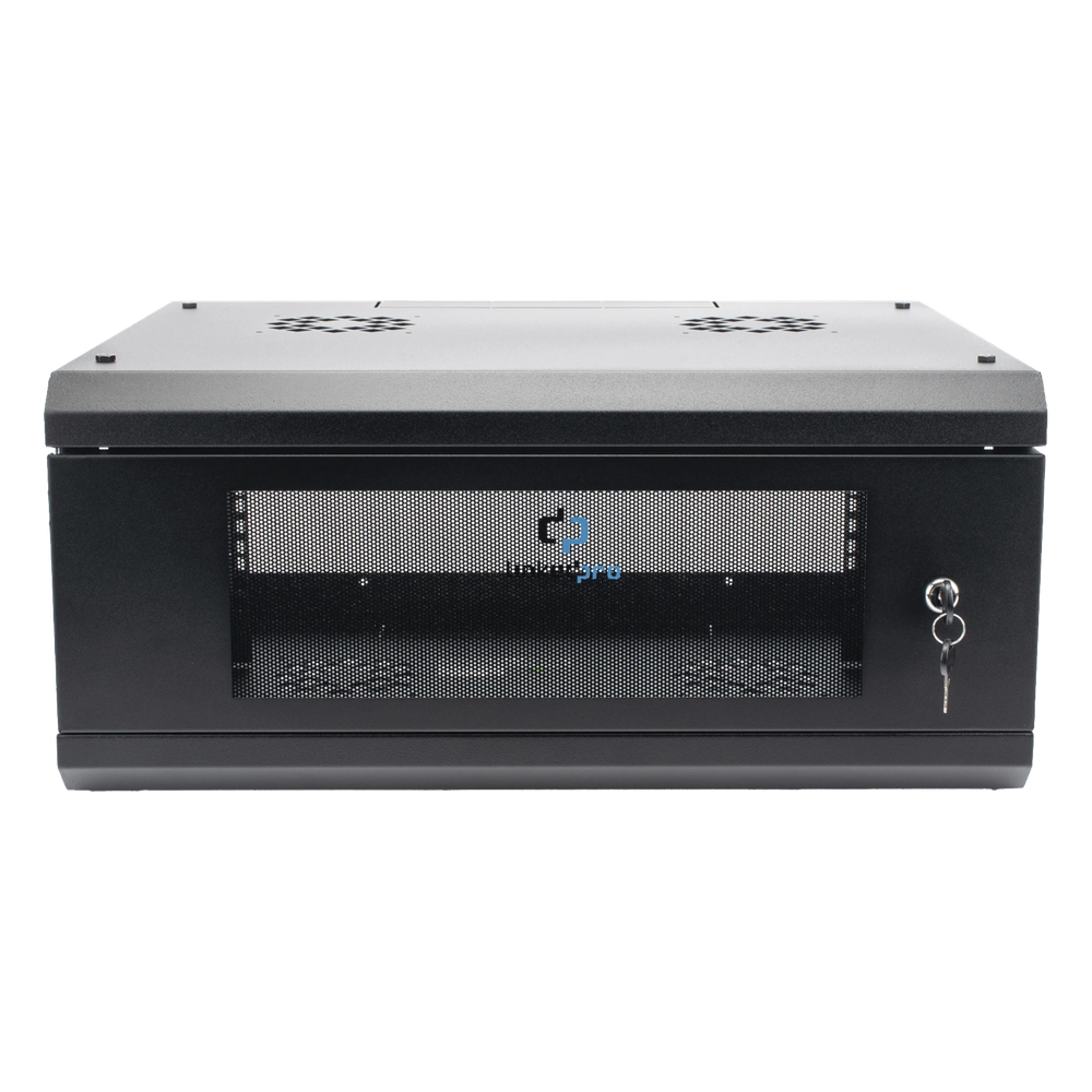 Gabinete de Pared con Puerta de Cristal Templado, 455mm de Profundidad, 4U Rack de 19'', Acero Reforzado