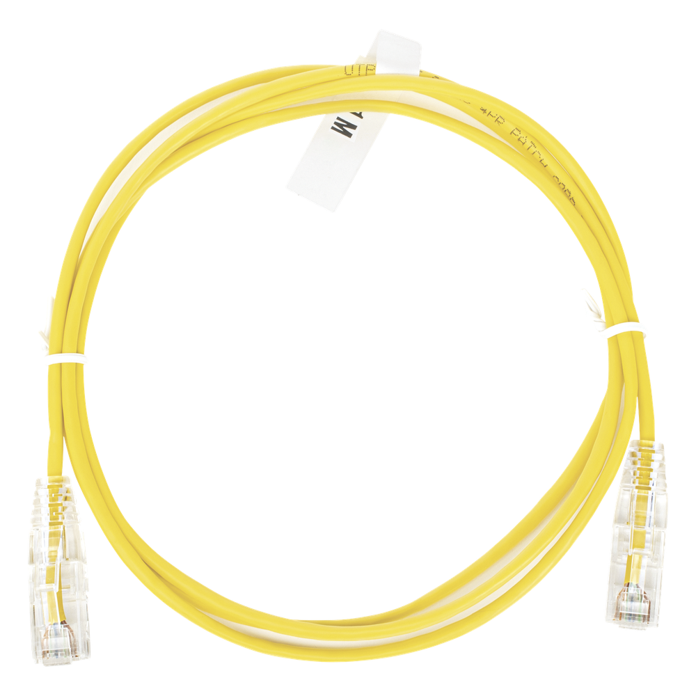 Cable de Parcheo Slim UTP Cat6 - 1 Metro (3.28 Pies), Amarillo, Diámetro Reducido (28 AWG)