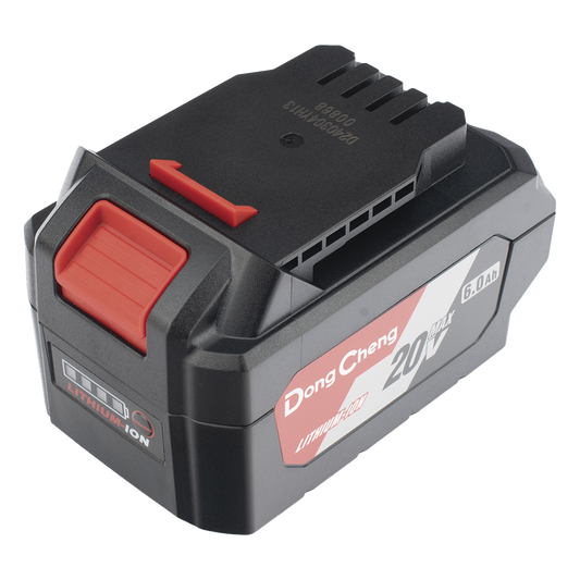 Batería de Litio 20V 6.0Ah / Indicador LED de Carga / Carcasa Reforzada / Compatible con Herramientas DONGCHENG 20V