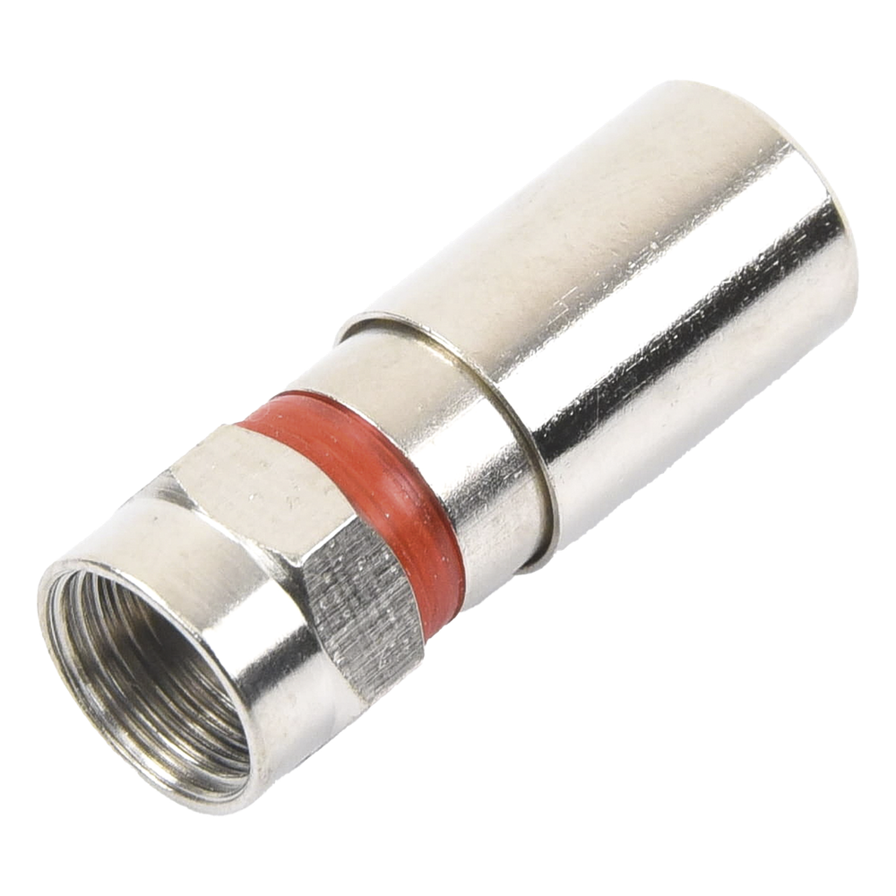 Conector F Macho de Compresión, Metálico para cable RG-59, Cuerpo de Bronce Niquelado