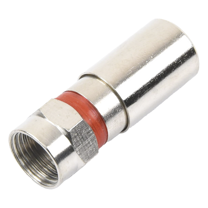 Conector F Macho de Compresión, Metálico para cable RG-59, Cuerpo de Bronce Niquelado