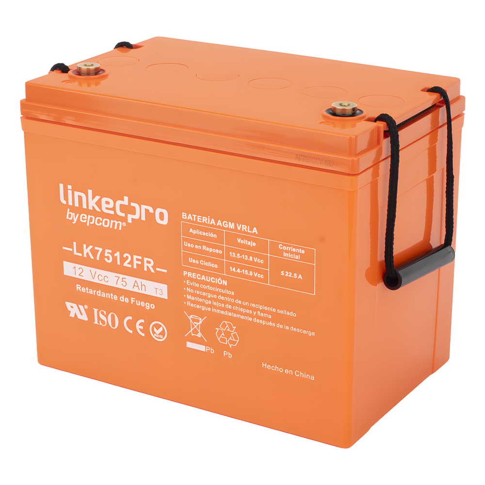 Batería de respaldo 12 V | 75 Ah | AGM | Certificada UL94-V0 Retardante a la Flama | Especial para Seguridad Electrónica | UPS | Sistemas de