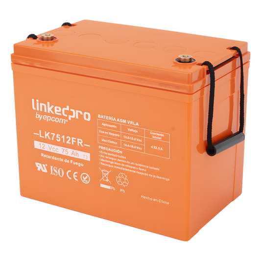 Batería de respaldo 12 V | 75 Ah | AGM | Certificada UL94-V0 Retardante a la Flama | Especial para Seguridad Electrónica | UPS | Sistemas de