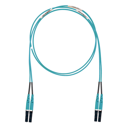 Jumper de Fibra Optica Multimodo 50/125 OM3, LC-LC Duplex, LSZH (Cero Halógenos), Color Aqua, 1 Metro (3.28 Pies)