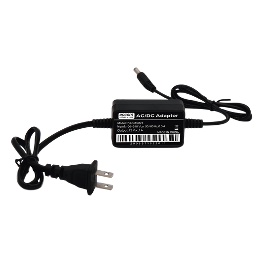 Adaptador de Pared de 12Vcc @ 1 A con cable y clavija Nema 1-15 / 0.5 metros a la toma de alimentación / 0.5 metros a la conexión del dispositivo
