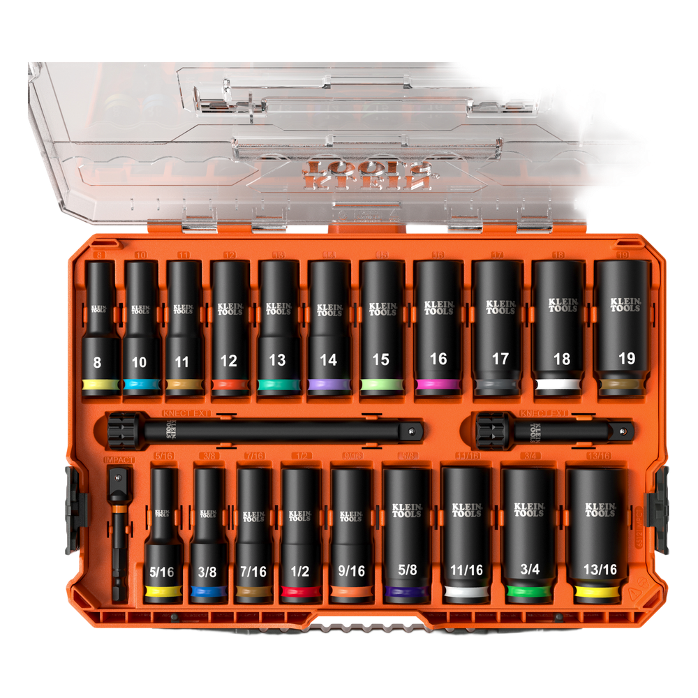 Juego de Dados de Impacto KNECT™ (M) / 3/8" Drive Profundo / SAE y Métrico / 23 Piezas / Adapters Multi-Propósito / MODbox™ Case