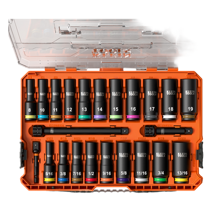 Juego de Dados de Impacto KNECT™ (M) / 3/8" Drive Profundo / SAE y Métrico / 23 Piezas / Adapters Multi-Propósito / MODbox™ Case