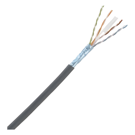 Bobina de Cable Blindado F/UTP de 4 Pares, Cat6A, Soporte de Aplicaciones 10GBase-T, LSZH (Libre de Gases Tóxicos), Color Negro, Para Interior, 305