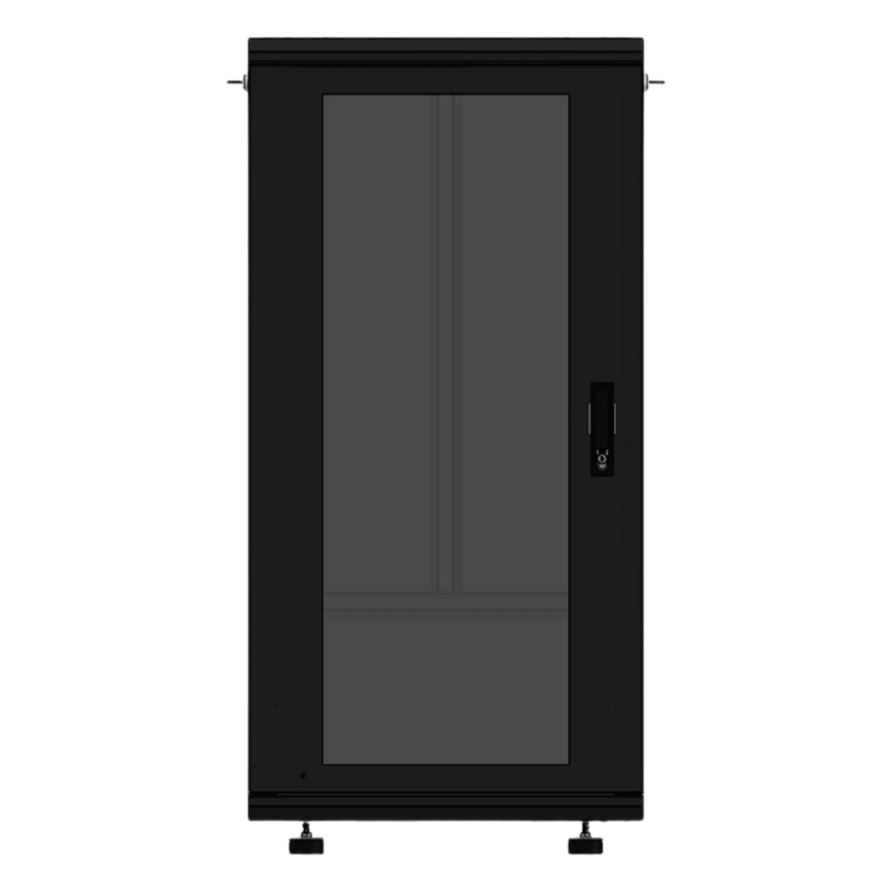 Gabinete Rackeable 19 Pulgadas / 24 Unidades / Piso / Puerta de Cristal / Capacidad 750 Kg / Dimensiones 600 x 605 x 1190 mm / Ventilación 120 mm