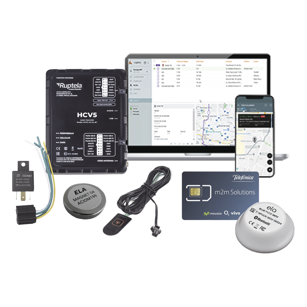 Kit de Localizador 4G LTE / 1 BLUEPUCKMAGKIT + 1 MICSIM25GPS y datos por 1 año + 1 EPCOMGPSMENSUAL + RELAY + Botón SOS