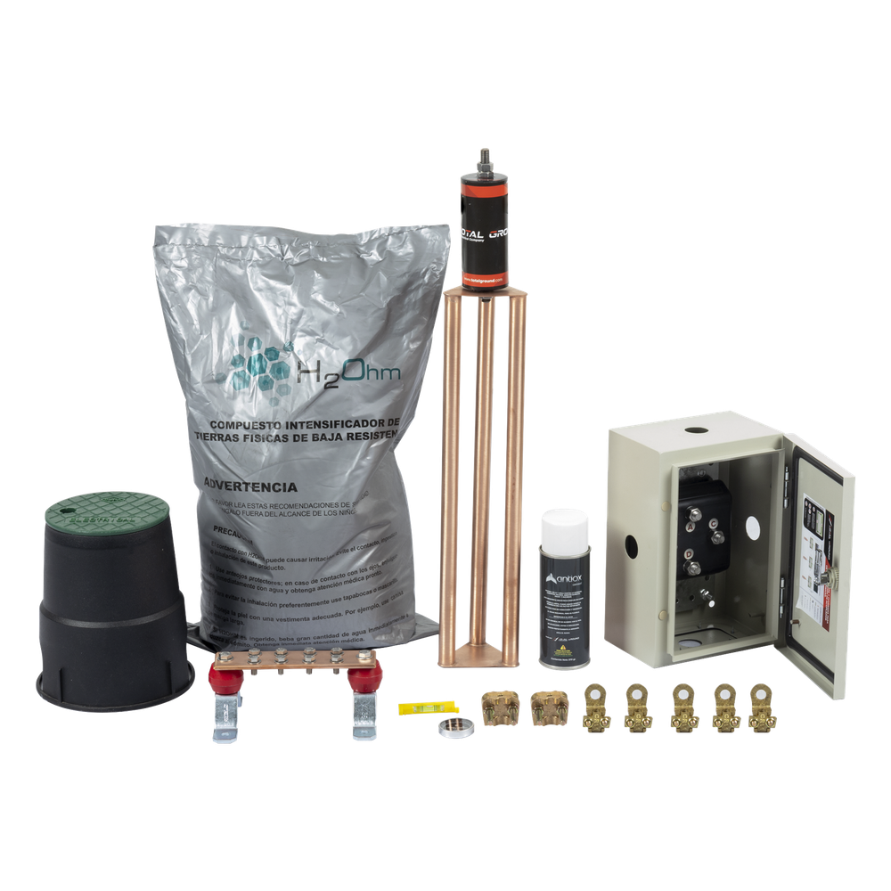 Kit de tierra física modelo TG70K con Electrodo Magnetoactivo y Accesorios de Instalación, capacidad: 70 AMP