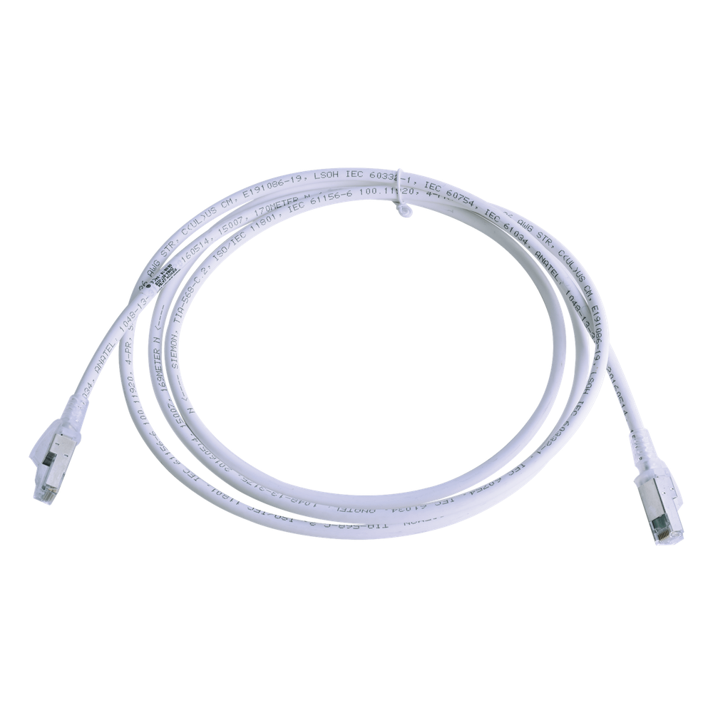 Patch Cord Z-MAX Cat6A S/FTP, CM/LS0H, 2.13 Metros (7 Pies), Color Blanco, Versión Bulk (Sin Empaque Individual)