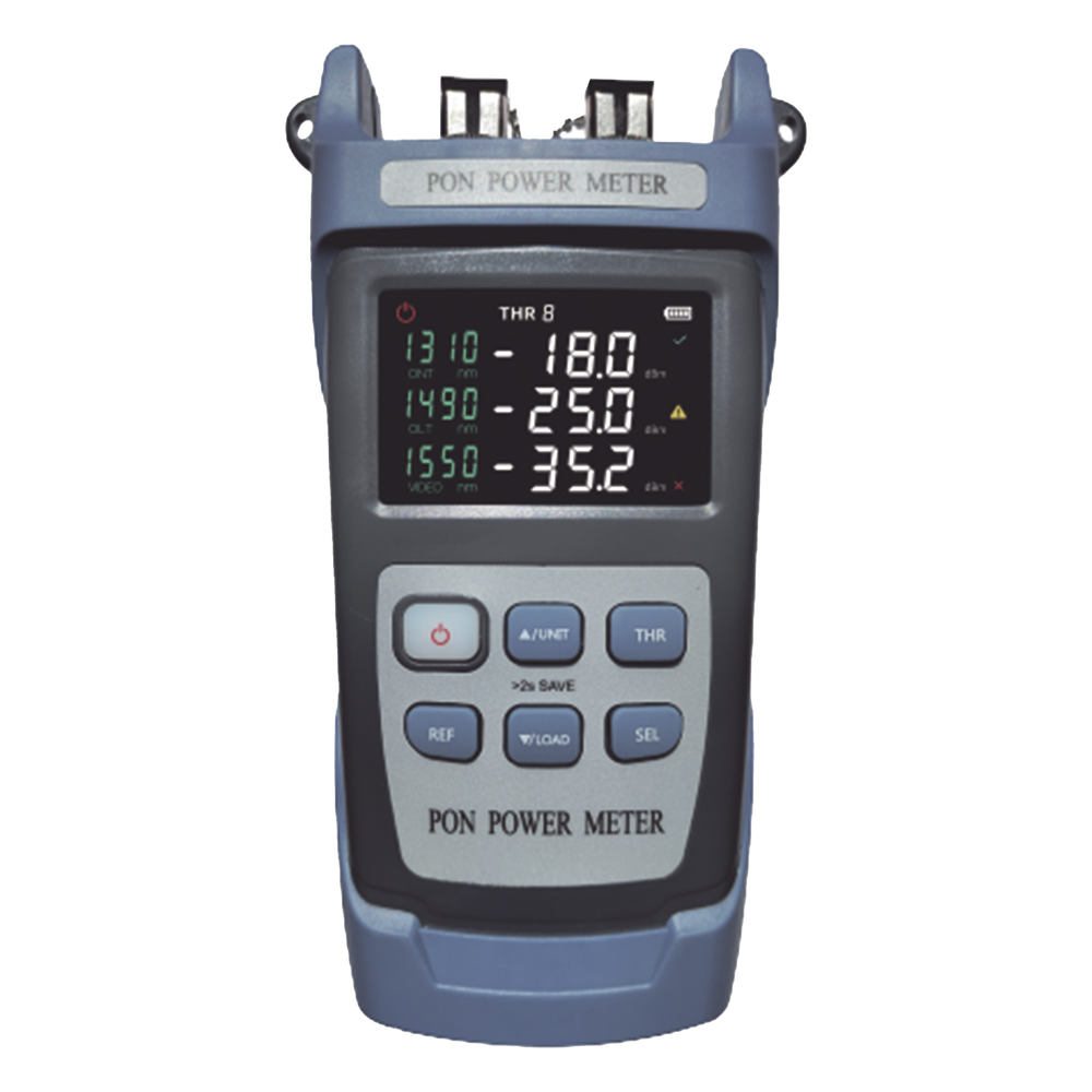 Medidor de Potencia Óptica (OPM) para Fibra Óptica en Redes FTTx / Soporta 3 Longitudes de Onda: 1310nm, 1490nm y 1550nm / Rango de Medición de -40 a