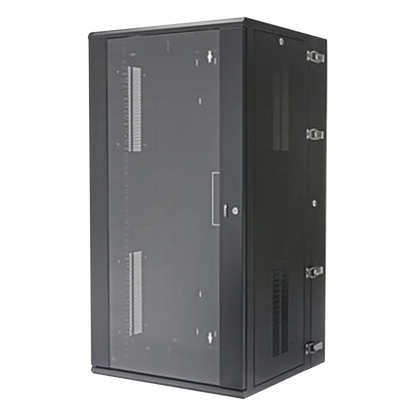 Gabinete PanZone de Montaje en Pared, de 19in, Puerta con Ventana de Seguridad, 26 UR, 635mm de Profundidad, Color Negro