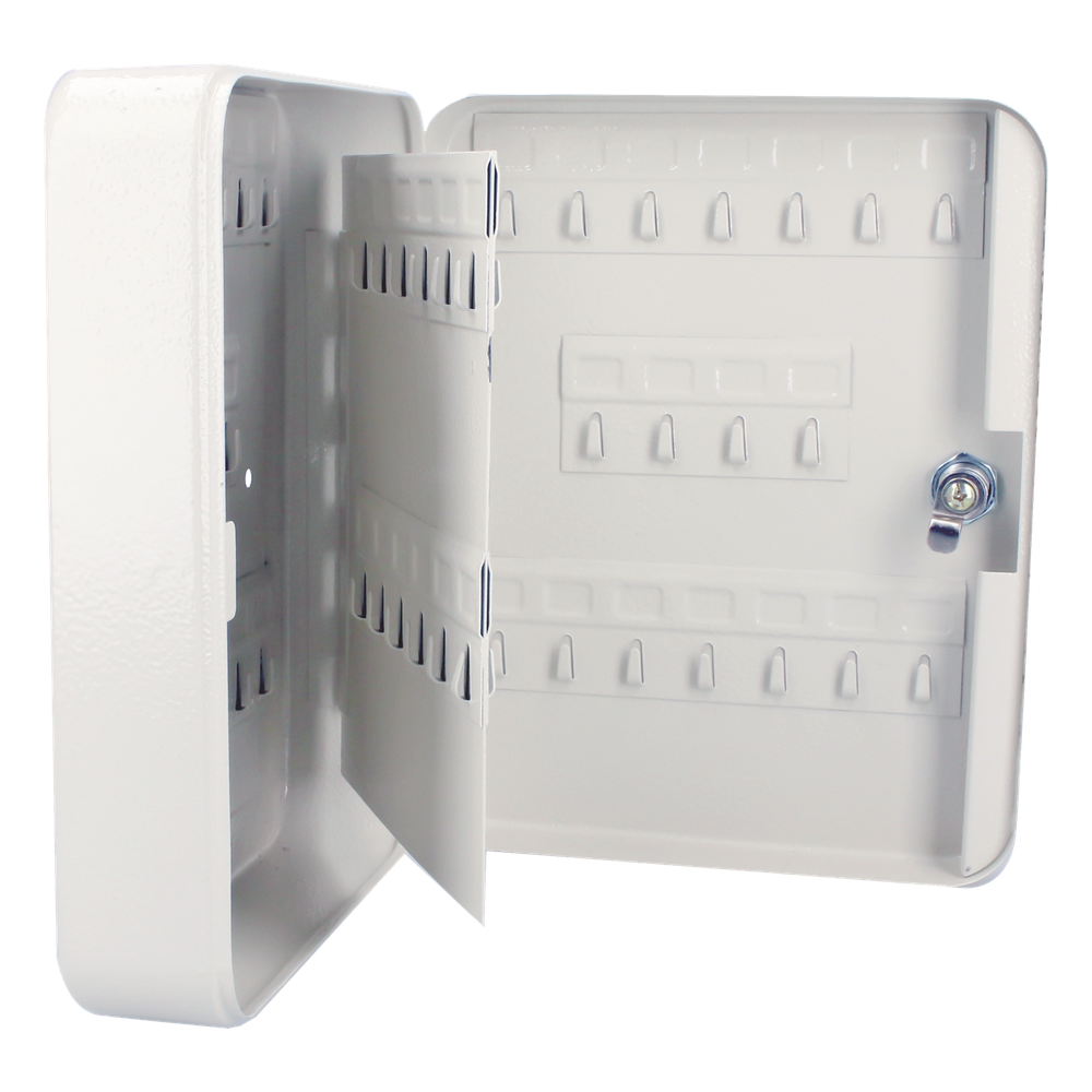 Caja para llaves con capacidad para 60 llaves/ Medidas 200 x 250 x 75 mm (ancho x alto x profundidad)/ Fabricada en acero/ Cerradura con llave.