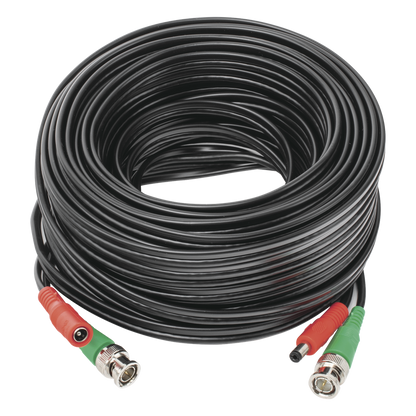 Cable Coaxial (BNC RG59) + Alimentación / SIAMES / 20 Metros (65.62 Pies) / 100% COBRE / Para Cámaras 4K / Uso Interior y Exterior
