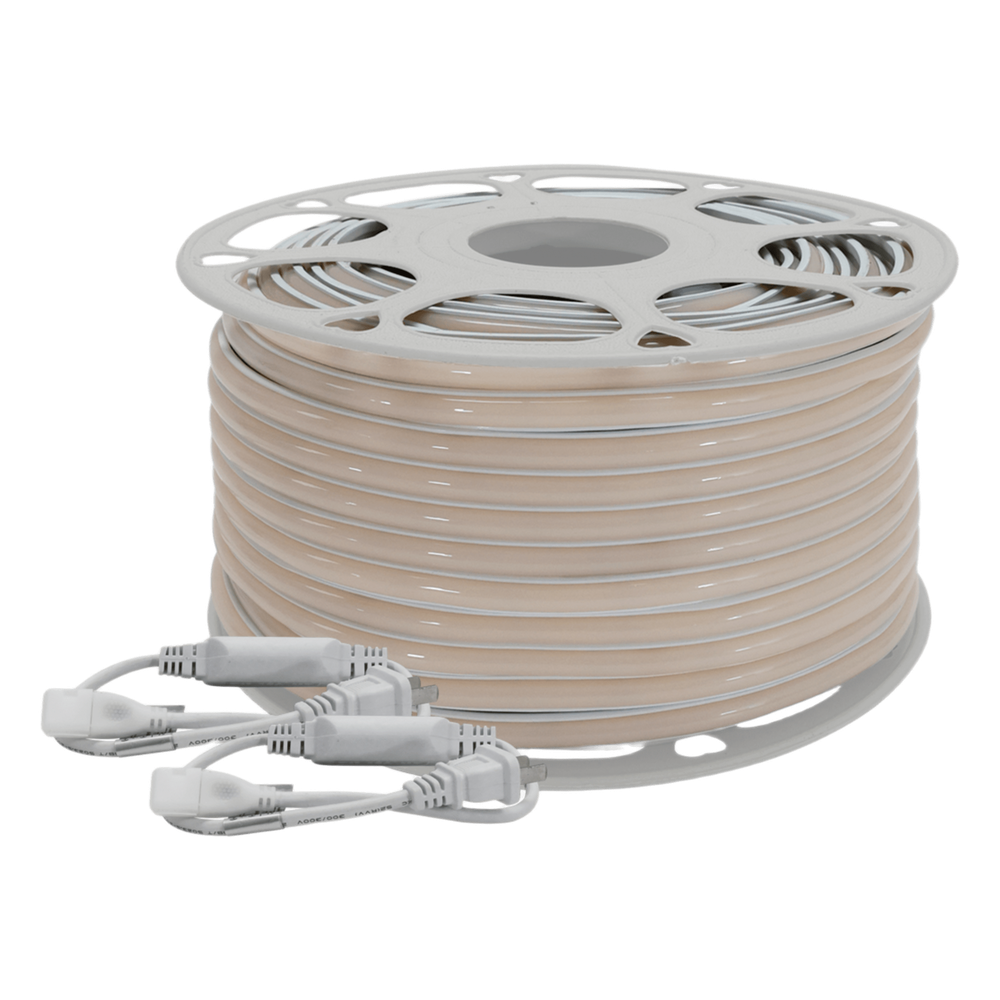 Manguera LED Luminosa Blanca de Resina Transparente y Flexible / Para uso Interior o Exterior / Carrete de 50 m/ 110V CA 4.2 A/ 500 W Potencia