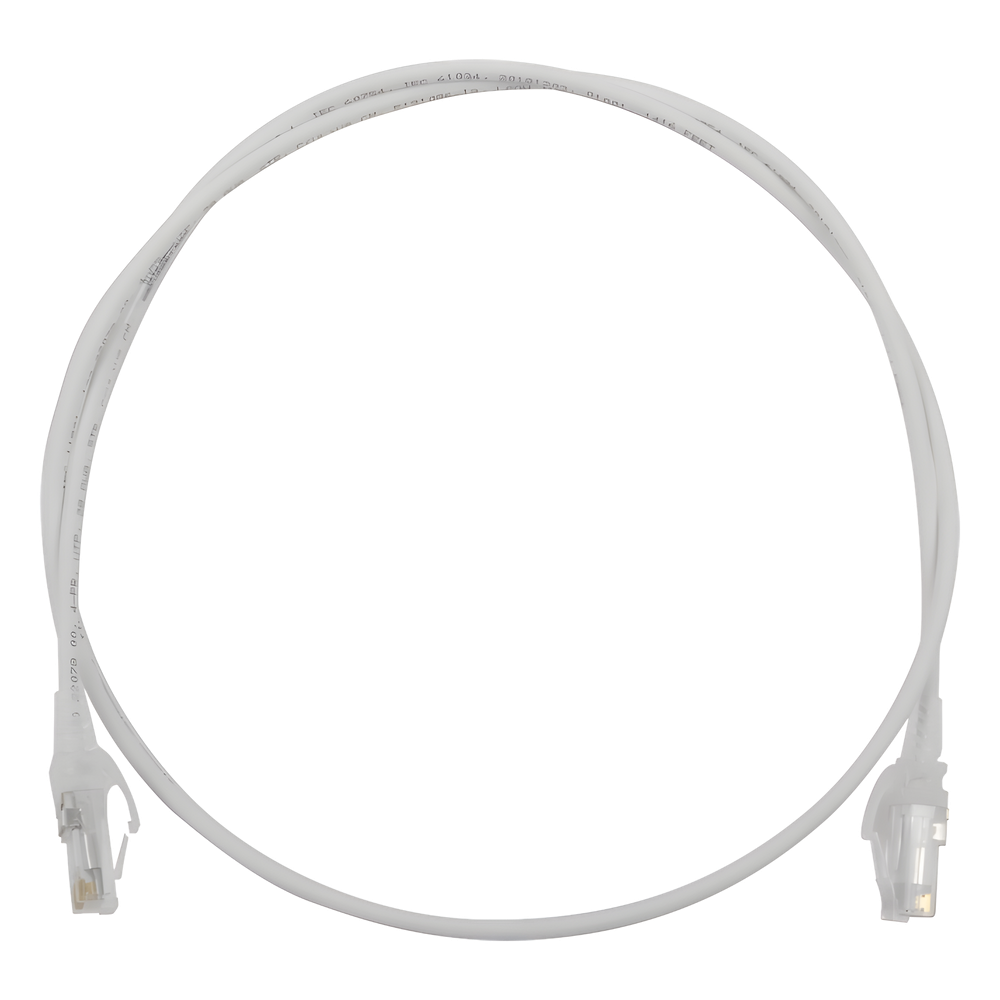 Patch Cord MC6 Modular Cat6 UTP, CM/LS0H, 0.91 Metros (3 Pies), Color Blanco, Diámetro Reducido (28AWG)