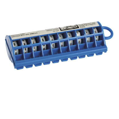 Dispensador de Etiquetas Marcadoras, Con Rollos Pre-Impresos con Números 0-9, de 2.4 Metros (7.87 Pies), Color Blanco