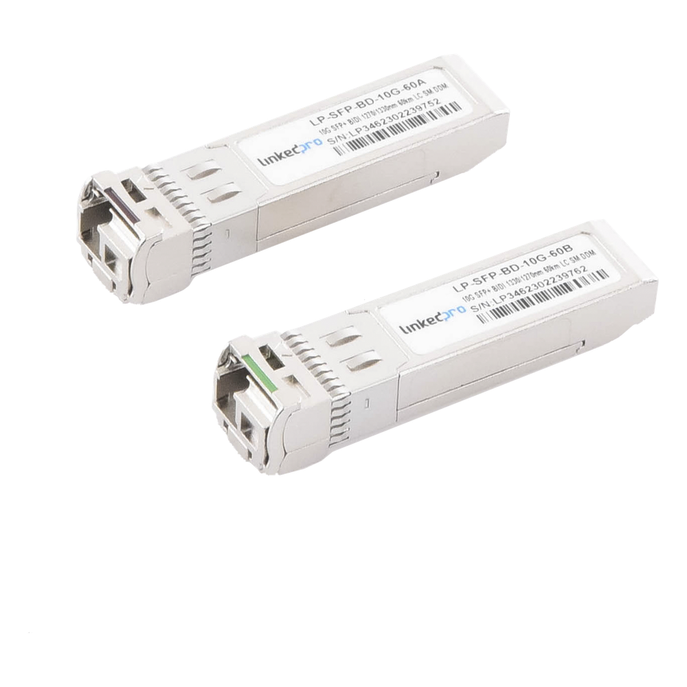 Transceptores Ópticos Bidireccionales SFP+ (Mini-Gbic) / Monomodo 1270 & 1330 nm / 10 Gbps / 10GBASE-BX / Conector LC/UPC Simplex / DDM / Hasta 60 km