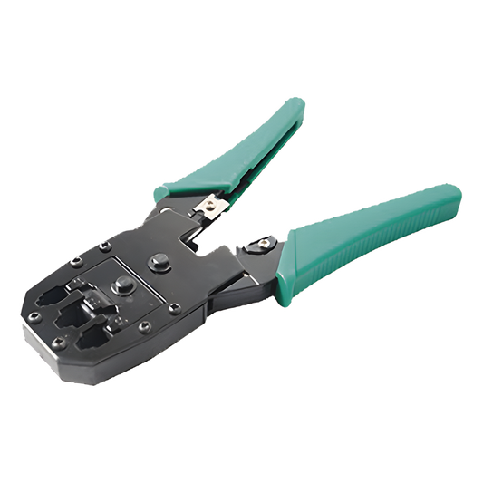 Pinzas para plegar (Ponchadoras) cables RJ11, RJ12, RJ45 telefónicos y cables de red Cat5e, Cat6, Cat6a y con Cavidades para 4, 6 y 8 conductores.