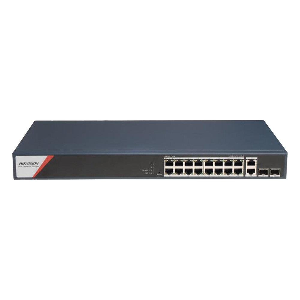 Switch Gigabit PoE+ / Administrable / 16 Puertos 1000 Mbps PoE+ (4 Puertos PoE++ 90 W) / 2 Puertos 1000 Mbps de Uplink / 2 Puertos SFP