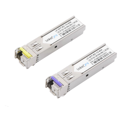 Transceptores Ópticos Bidireccionales SFP (Mini-Gbic) / Monomodo 1490 & 1550 nm / 1.25 Gbps / 1000BASE-BX / Conector LC/UPC Simplex / DDM / Hasta 60