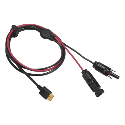Cable 2.5 m, Negro, Calibre 12 AWG con Terminales MC4 Macho y Hebra para Terminal XT60
