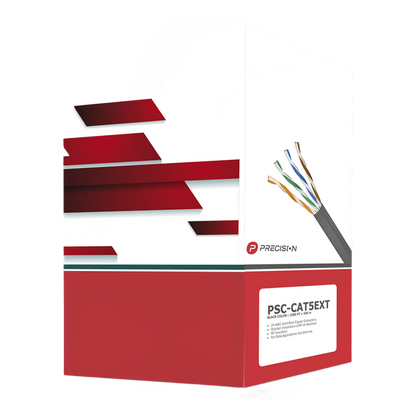 Bobina de Cable de UTP de 4 Pares Cat5e de 305 Metros (1000 Pies), 100% Cobre, LDPE Resistente a Rayos UV, Color Negro, 24 AWG, Uso en Exterior, Para