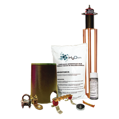Kit de Tierra Física con Electrodo TG100AB y accesorios de instalación.
