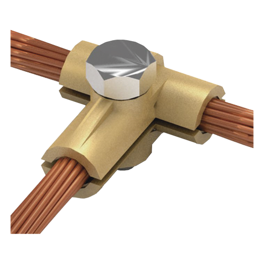 Conector tipo T de latón para diametro 50-70 mm2 cable (1/0-2/0 AWG)