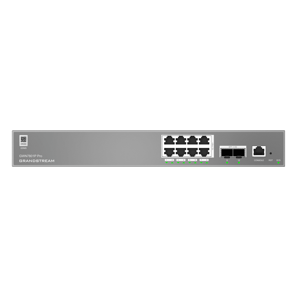 Switch de Red Empresarial L2++ / Serie GWN7800 Pro / 8 Puertos Gigabit PoE 120W / 2 Puertos 2.5GG SFP / Gestión Cloud GDMS / VLAN 4K / QoS Avanzado