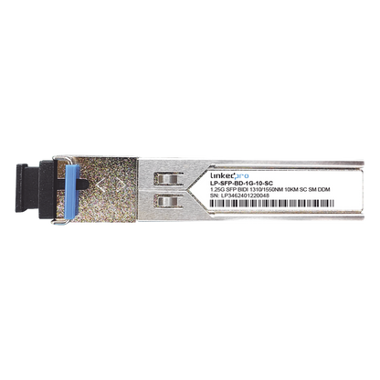 Transceptores Ópticos Bidireccionales SFP (Mini-Gbic) / Monomodo 1310 & 1550 nm / 1.25 Gbps / 1000BASE-BX / Conector SC/UPC Simplex / DDM / Hasta 10