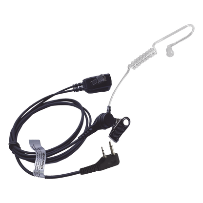 Micrófono-Audífono de Tubo Acústico Transparente / Conector 2 Pines / PTT de Solapa / Kevlar / Compatible ICOM