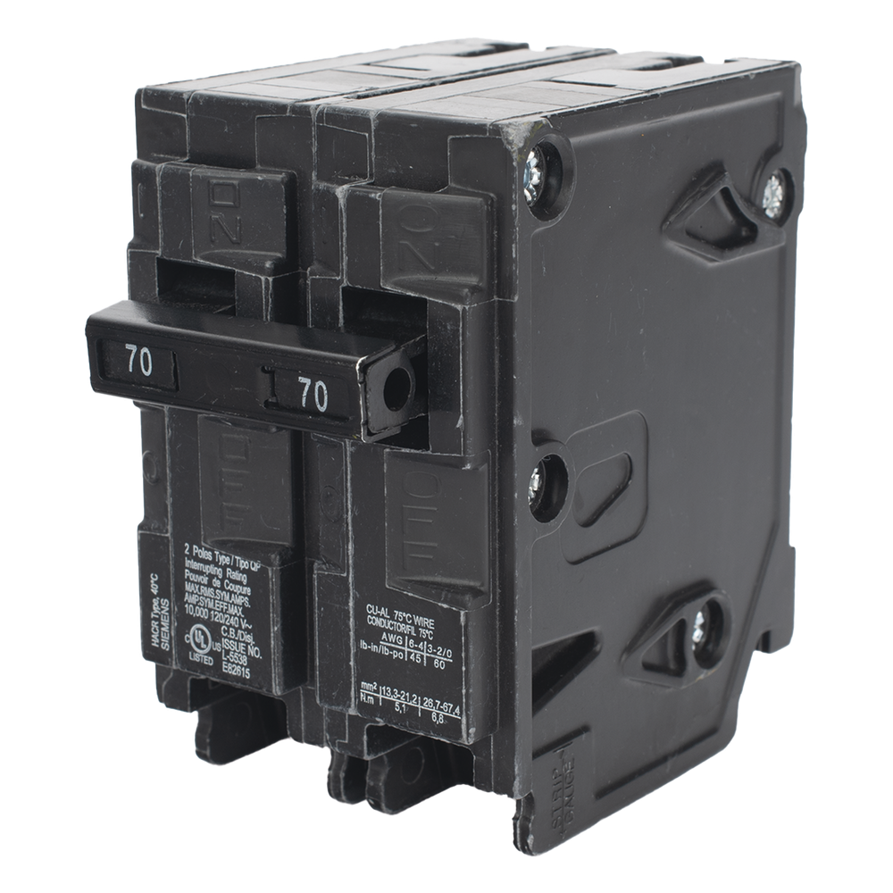 Interruptor automático enchufable tipo QP 2 polos, 70 amp