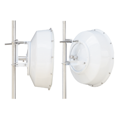 Antena direccional de alta resistencia, Ganancia 30 dBi, (4.9 -6.4 GHz), Plato hondo para mayor inmunidad al ruido, Conectores N-Hembra, Montaje
