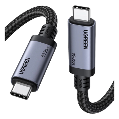 Cable USB-C Thunderbolt 5 / 80 Gbps Bidireccional / 120 Gbps Unidireccional / 1 m (3.28 ft) / 24 Pines / E-Marker IP2133H / 5A Máximo / Aluminio +