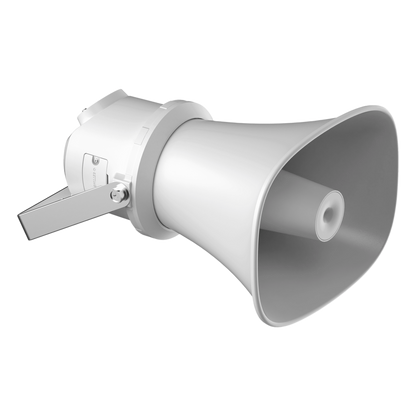 Bocina (Altavoz IP ) | Tipo Trompeta | 7 Watts | No requiere amplificador | PoE+ | Exterior IP67 | Metal | Voceo en tiempo real | Calendarización de