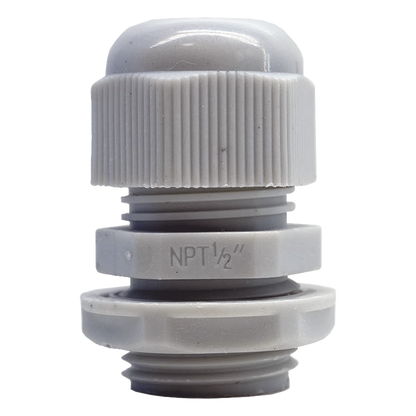 Conector Plástico Blanco Tipo Glándula para Rosca NPT 1/2"