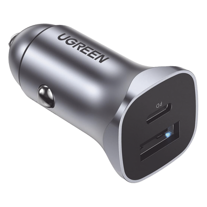 Cargador de Auto 24W | Puerto USB-A y USB-C | Carga Rápida | Compatible con Vehículos de 12 y 24 VCD | PD3.0 + QC3.0 | Indicador Led | Diseño