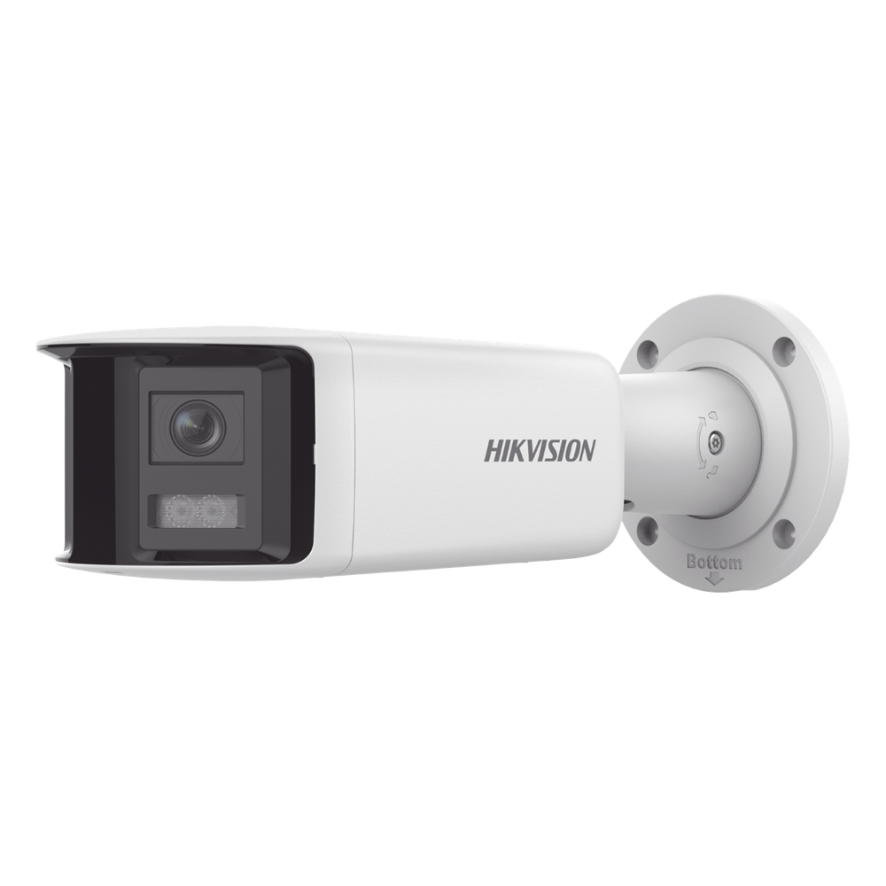 [FlexVu] [PROTECCIÓN ACTIVA] Bala IP Panorámica 4 Megapixel / 2 Lentes 2.8 mm (180°) / Imagen a Color 24/7 (ColorVu) / PoE / WDR 130° / IP67