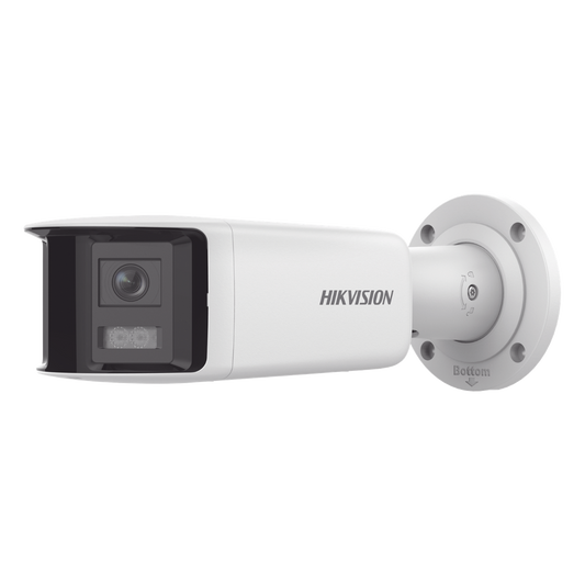 [FlexVu] [PROTECCIÓN ACTIVA] Bala IP Panorámica 4 Megapixel / 2 Lentes 2.8 mm (180°) / Imagen a Color 24/7 (ColorVu) / PoE / WDR 130° / IP67