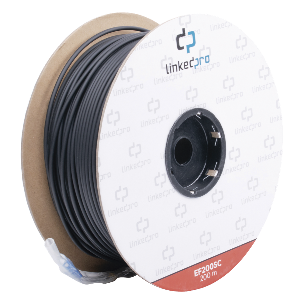Carrete de Fibra Óptica Monomodo con Conectores SC-SC Duplex, Reforzada con Kevlar, de 200 Metros (656.17 Pies), Para Instalaciones Subterráneas por