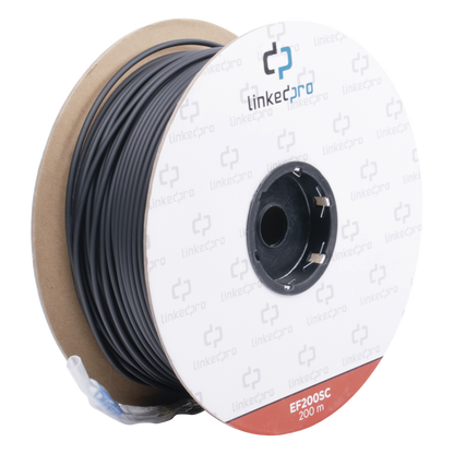 Carrete de Fibra Óptica Monomodo con Conectores SC-SC Duplex, Reforzada con Kevlar, de 200 Metros (656.17 Pies), Para Instalaciones Subterráneas por