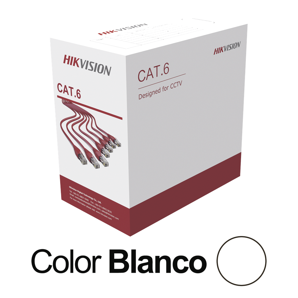 Bobina de Cable UTP 305 Metros (1000 Pies) / Cat 6 (24 AWG) / Color Blanco / PVC (CM) / Uso en Interior / CCA (Cobre con Aluminio) / Aplicaciones de