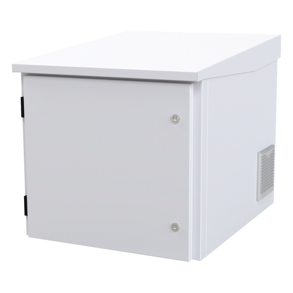 Gabinete PROFUNDO hasta 705 mm de profundidad, de Exterior de 9UR con Ventiladores y Termostato, Se envía el Gabinete Armado, (Montaje a poste o