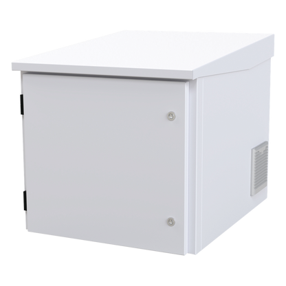 Gabinete PROFUNDO hasta 705 mm de profundidad, de Exterior de 9UR con Ventiladores y Termostato, Se envía el Gabinete Armado, (Montaje a poste o