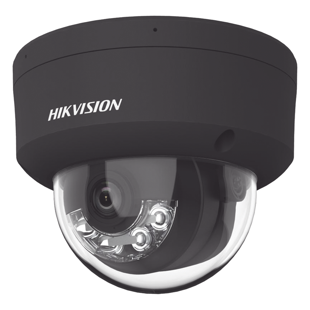 Domo IP 4 Megapixel / Color Negro / Lente 2.8 mm / Dual Light (30 mts Luz Blanca + 30 mts IR) / 2 Micrófonos Integrados / ACUSENSE / Exterior IP67