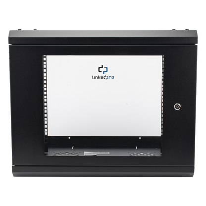 Gabinete de Pared con Puerta de Cristal Templado, 455 mm de Profundidad, 9U Rack de 19'', Acero Reforzado