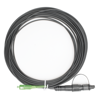 Jumper de Fibra Óptica, Conector SC/APC - Conexión a Caja FDP460, Redondo, 10 Metros (32.81 Pies), Forro 3 mm, G657A2, Negro